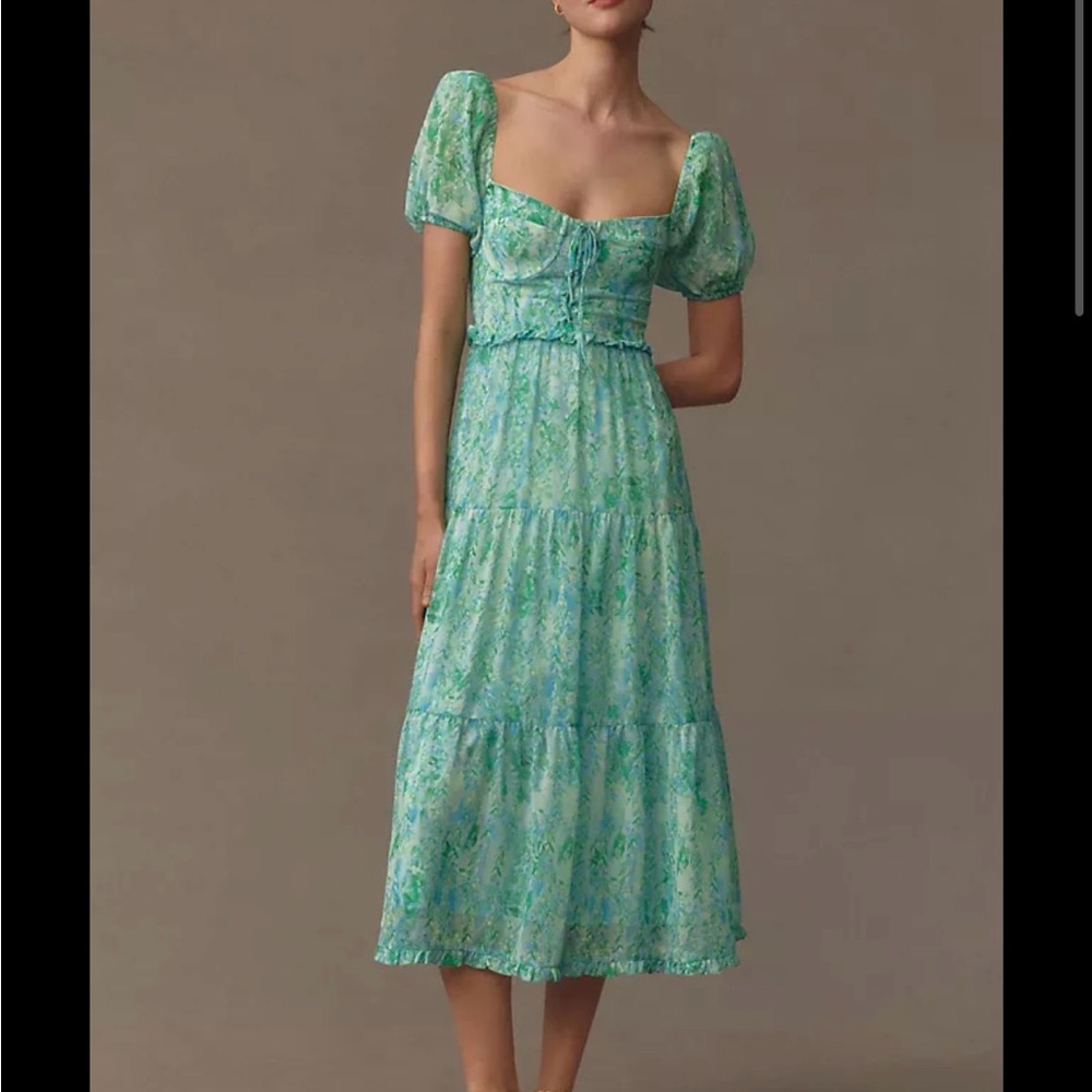Elegant Green Floral Dress